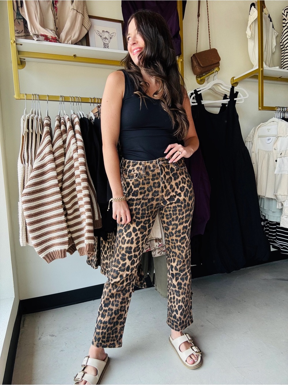 NWT Lovervet Leopard High Rise Kick Flare Jeans 31/13